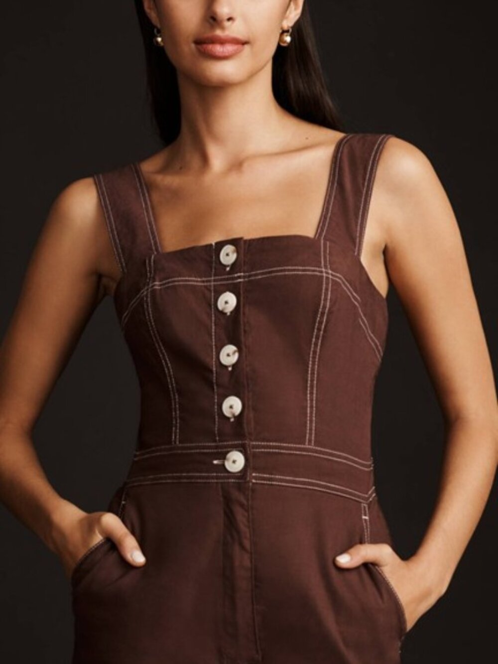 NWOT Maeve by Anthropologie 'The Colette' Linen Blend Jumpsuit in Mauve - Size 4 - Picture 2 of 16